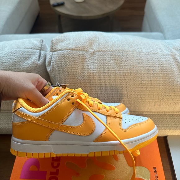 Nike Dunk Low Orange and White Sneakers - Picture 2 of 5